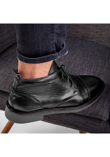 Birmingham Hakiki Deri Bağcıklı Fermuarlı Kaydırmaz Taban Günlük Bot Lacivert