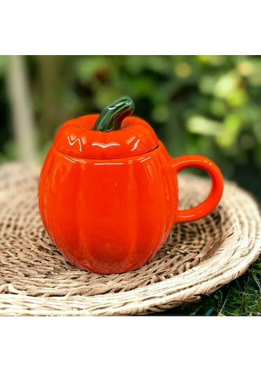 1 Adet Seramik Balkabak Kabak Kupa Bardak Kapaklı