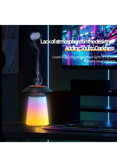 Sones Hx126 Ses Alma Rgb Işık Volkan Nemlendirici Simüle Alev Aromaterapi Makinesi, Renk: Beyaz