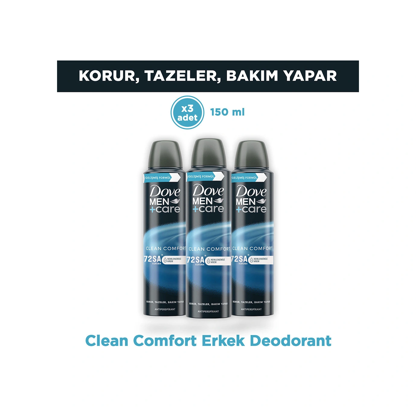Dove Men Care Clean Comfort Deodorant 72 Saat Koruma 150 Ml X3