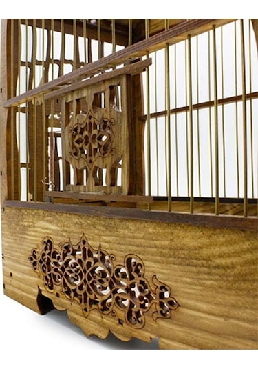 Birdlife Bombeli Lüx Oymalı Ahşap Kuş Kafesi 35x30x17 Cm 256-60010.01