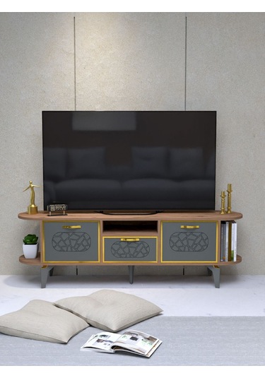 Tv Sehpası Mira 5030 Atlantik Gold 160 Cm 35 Cm 50 Cm Kahverengi