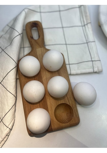 Hbs Art Design Ahşap 6 Lı Yumurtalık Saplı %100 Kayın Ağacı Açık Renk