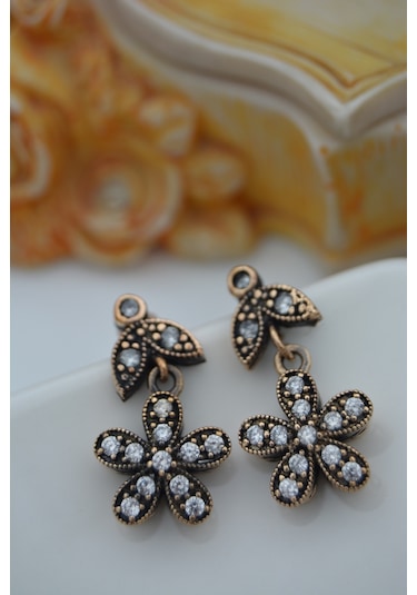 Stoneage Myosotis Çiçeği Küpe Bronz