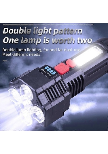 Bloomnest Çekirdekli Süper Parlak 5 Kafa Led El Feneri, 1200mah Pil, 3-5 Saat Süre, Açık Hava Ve Ev Kullanımı İçin Asorti Çok Renkli