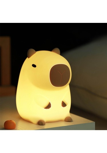 Ruicoo Usb Şarjlı Dokunmatik Zaman Ayarlı Çocuk Gece Lambası - Yumuşak Silikon Yapılı Portatif Işık Bej