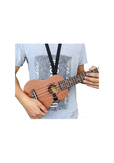 Segah Siyah Kancalı Kayış Dokuma Ukulele Askısı - Concert Soprano