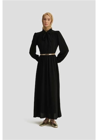 Armine Seyyar Yaka Kurdeleli Elise 25y9016 Siyah Siyah