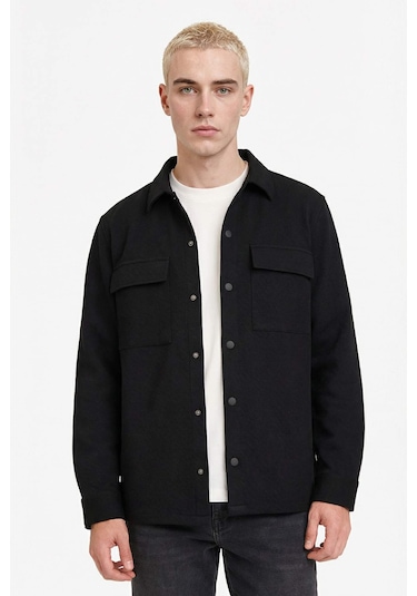 Defacto Regular Fit Twill Siyah Erkek Gömlek E7689ax/bk81 Siyah