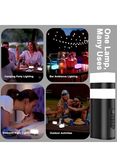 Ebitda Manyetik 2'li Kamp Işığı + Acil Şarj Gerçek Zamanlı Ekran Beyaz Beyaz