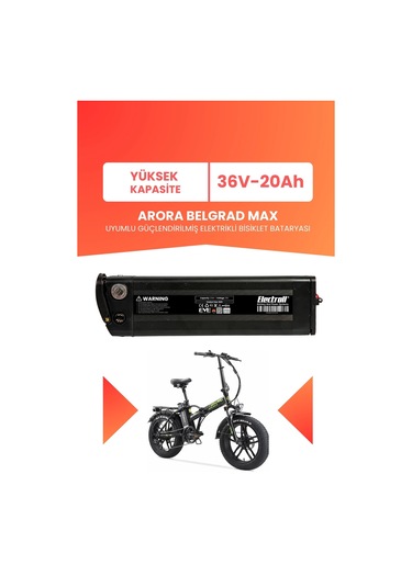 Arora Belgrad Max Uyumlu 36v 20ah Elektrikli Bisiklet Bataryası Siyah