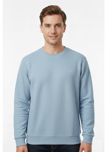 Dynamo Erkek Sıfır Yaka Selanik Sweatshirt Regular Kalıp Bgl-st04926 Mavi