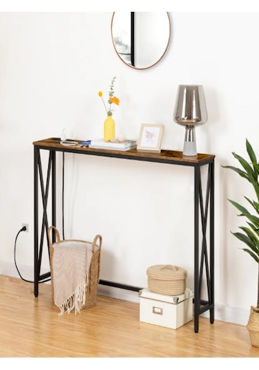 Umutpark Metal Ahşap Dekoratif Dresuar. Ceviz - Siyah