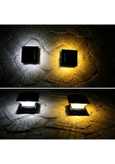 Cbtx Bahçe Aydınlatma Açık Güneş Sütun Lambası Ip44 Su Geçirmez Bahçe Çit Işık Güneş Sokak Lambası Siyah Kabuk + Sarı Sıcak Işık