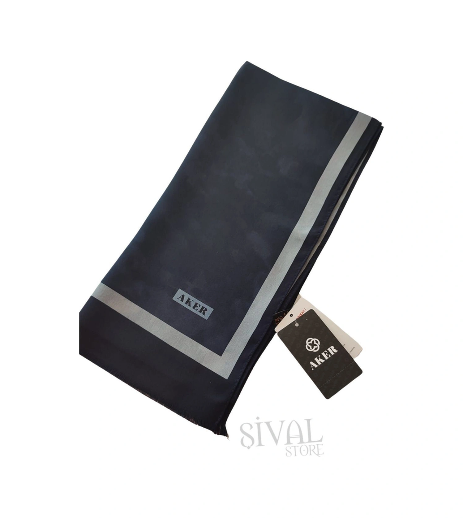 Lacivert Aker İpek Jakar Fular 322 Lacivert