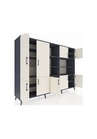 Hyperion Dolap 14 Raflı 9 Kapaklı 220x44x163 Antrasit-aytaşı/antr Antrasit-aytaşı/antrasit