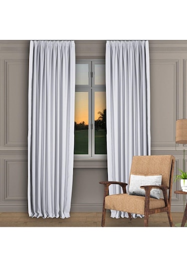 Beyaz Ada Fon Perde Normal Pile 1'e 2,5 Pile-beyaz Beyaz