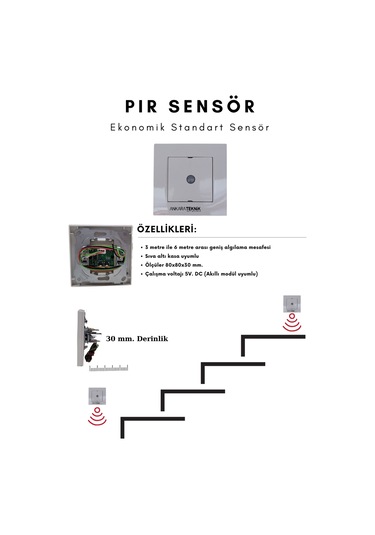 16 Kanal At-smart Ultra Wıfı Akıllı Merdiven Modülü+2 Adet Pır Sensör