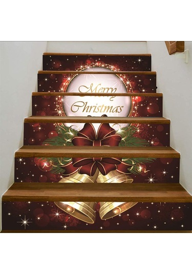 Yaozixa 6 Adet Noel Zil Desenli Merdiven Sticker Seti - Çevre Dostu Pvc, Su Geçirmez, Kolay Uygulanabilir Ve Kaldırılabilir Noel Dekorasyonu Diğer