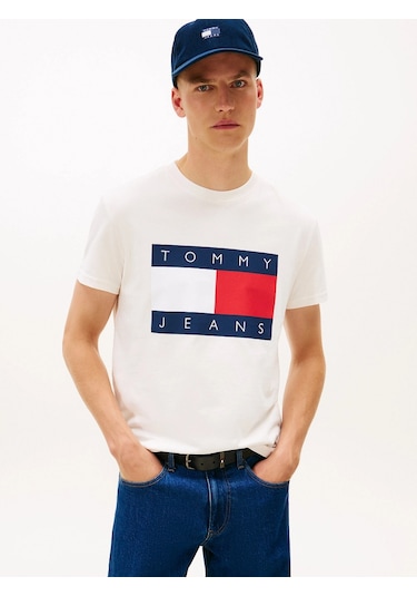 Tommy Hilfiger Tjm Normal Kesim Büyük Bayraklı Kısa Kollu Erkek Beyaz T-shirt Dm0dm22645ybh Beyaz
