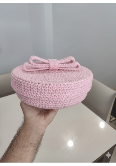 El Örmesi Kalp Kapaklı Organizer Sepet Pudra Pembe