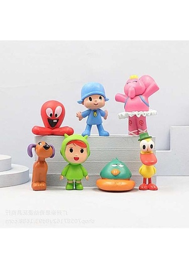 Tongxida Pocoyo 7 Figür Seti: Baykuş, Köpek, Fil - Ev Dekorasyonu, Pasta Süsü, Koleksiyon