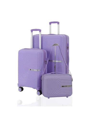 Mçs Polipropilen 3lü Valiz Seti Büyük & Kabin & Makyaj V374 S24sy1000081-set 00025 Lila