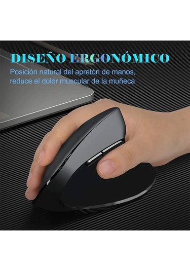 Yaozixa Ergonomik Dikey Kablosuz Fare - Şarj Edilebilir, Sessiz, Eller İçin Konforlu, Darbe Azaltıcı, Ev/ofis Kullanıma Uygun Siyah Optik