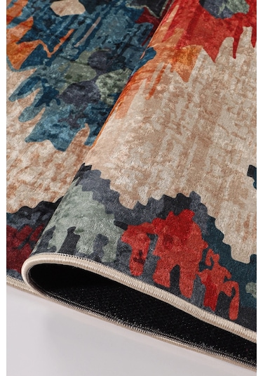 Blghome Kilim Desen Modern Halı Dekoratif Kilim Bej - Mavi