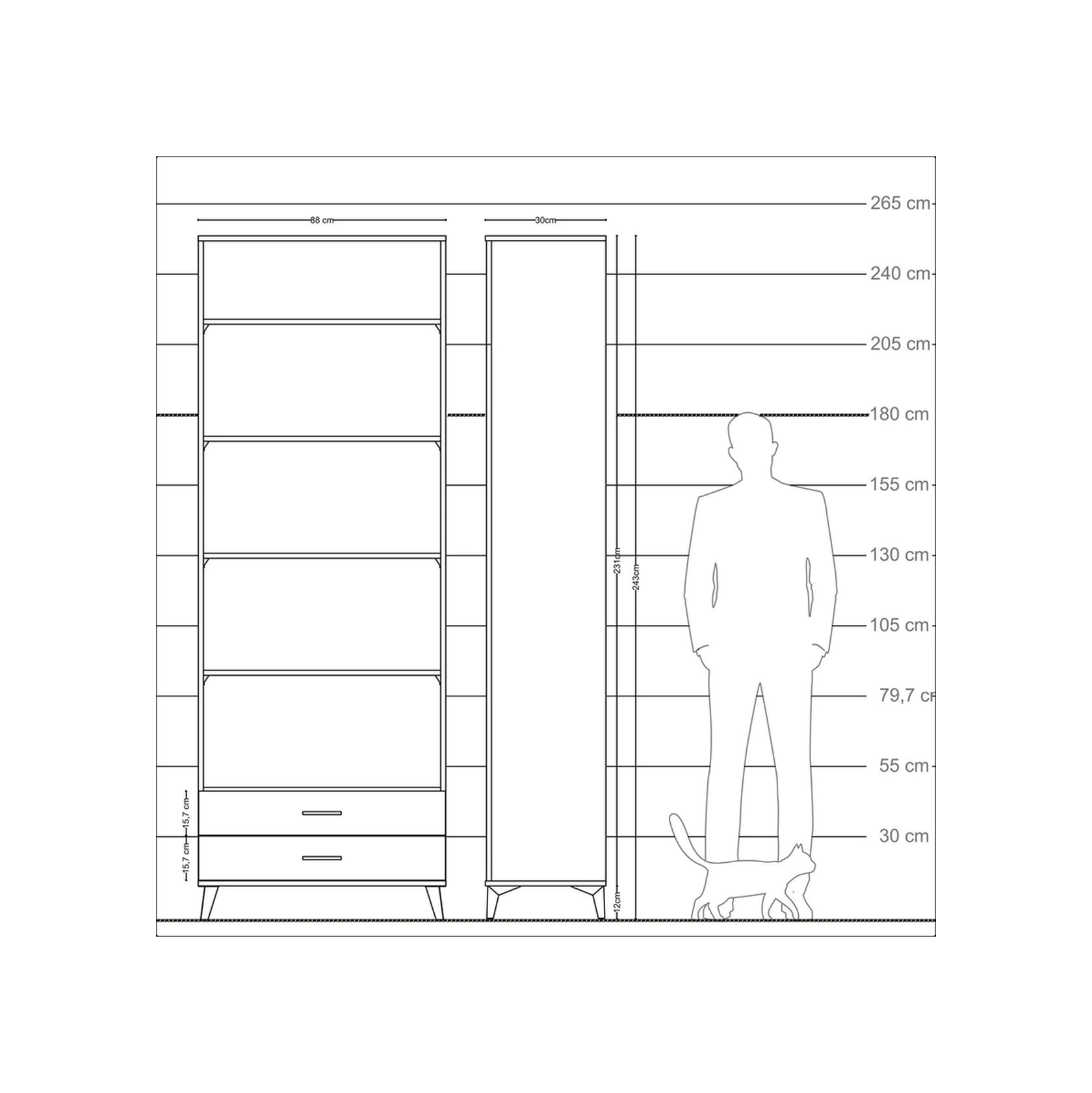 Arges Dolap 5 Raflı 2 Çekmeceli 88x30x243 Aytaşı-aytaşı Aytaşı
