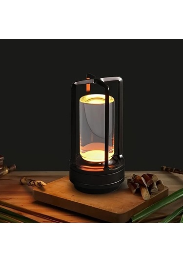 Honeybeeshop 1 Adet Gümüş Şarj Edilebilir Kristal Masa Lambası 2000mah Led Vintage Kablosuz Işık İç Dış Mekan Kamp Dekorasyon