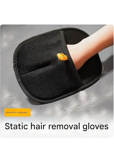 Kangvka Çift Taraflı Silikon Pet Tüy Temizleme Eldiveni - Siyah, Tüy Kaldırma, Bakım Ve Yıkama İçin Elastik Parmaklı Desen Siyah
