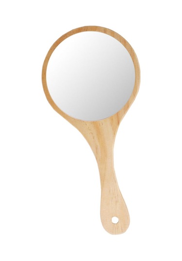 Suntek Ev Seyahat Ahşap Saplı Taşınabilir Ahşap El Makyaj Aynası
