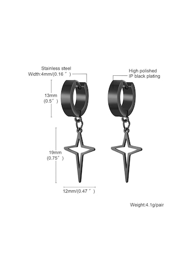 Mprainbowyıldız Hoop Küpe, Paslanmaz Çelik, Polaris Model, Erkek Ve Kadın Takısaf Altın Renk Saf Altın Renk