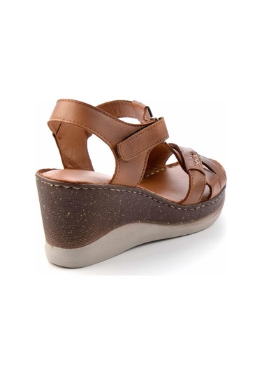 Taba Hakiki Deri Kadın Sandalet K05763091003 Taba