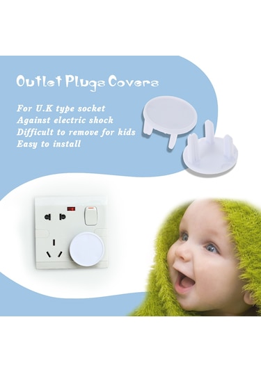 Mufunye 6 Adet Beyaz İngiliz Tipi Çocuk Soket Koruyucu Kapağı - Elektrik Şoku Engelleme, Güvenli Ev İçin Abs Malzeme