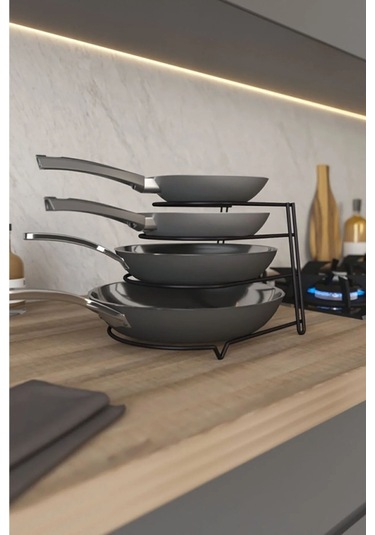 Suntel Tava Düzenleyici Tava Rafı Organizer Krom Renk Siyah