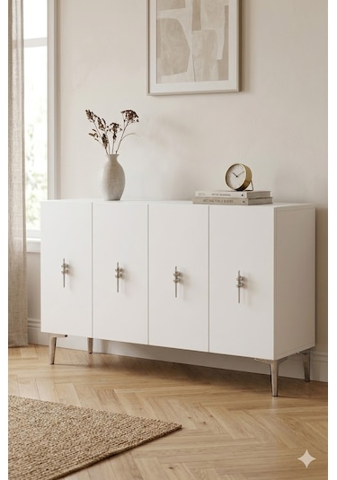 Ka1217bs Salkım Konsol Ve Tv Sehpası Beyaz-silver 120cm