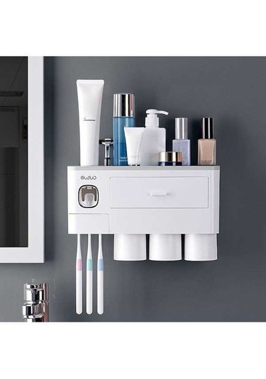 Prestigegoods Aswei A1909 Diş Fırçası Tutucu, Duvara Montajlı Kozmetik Düzenleyici, Gri Diğer