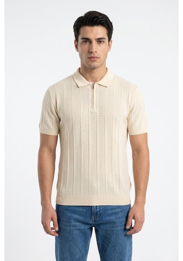 Baglan Erkek Spor Polo Yaka Triko Tişört Bgl-st05373 Ekru
