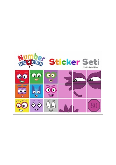 Number Blocks Matematik Eğitici Birim Küp Snapcubes /71-80 Sticker 18 Pcs