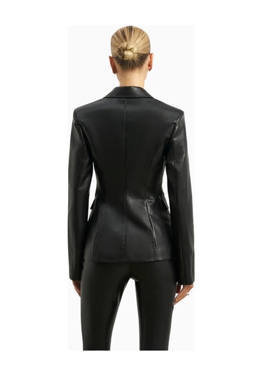 Because Of Alice Cinched Waist Leather Blazer Kadın Ceket Siyah