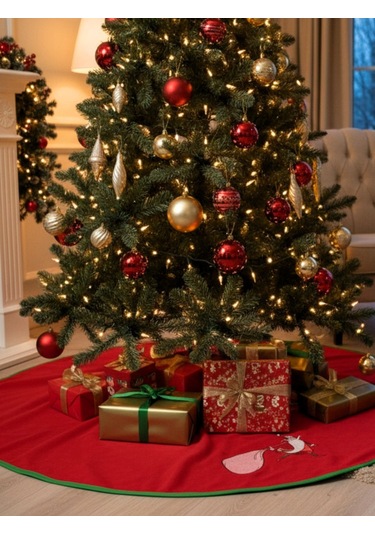 Noel Baba Nakışlı Çam Ağacı Örtüsü 90cm