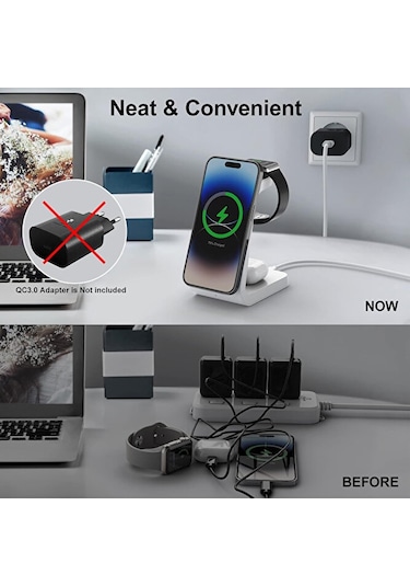 3in1 20w Kablosuz Şarj Magsafe Uyumlu İphone Telefonlar Ve Apple