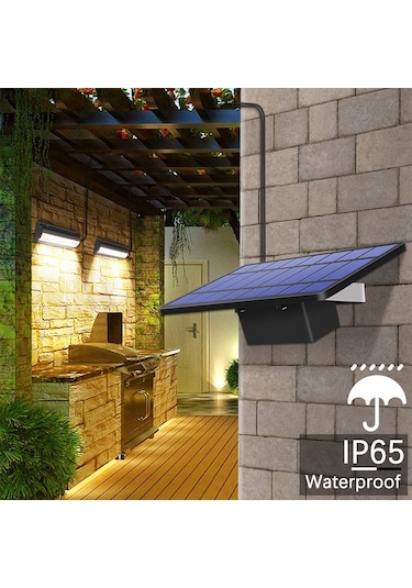 Sones Çekmeli Anahtar 2'si 1 Arada Güneş Enerjili Işık 60 Led'li Manzara Avlu Duvar Lambası, Işık Rengi: Beyaz Işık Siyah Kabuk