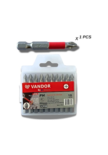 Vandor Anti Slip Bit Kaydırmaz Bits S2 Yüksek Kalite Çelik Ph2 50 - 729927867328