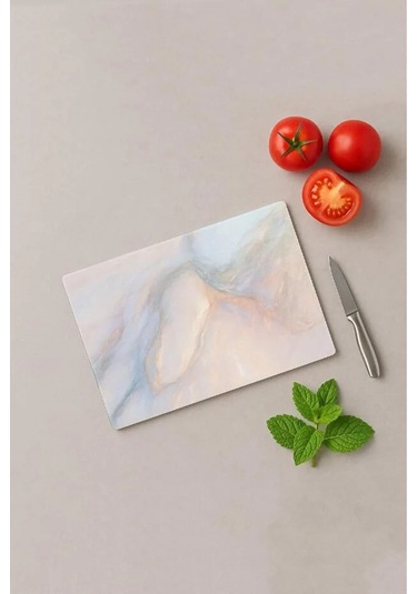 2'li Temperli Cam Kesme Tahtası 20x30 & 25x35 Cm Desenli Antibakteriyel Mutfak Doğrama Camı Pembe