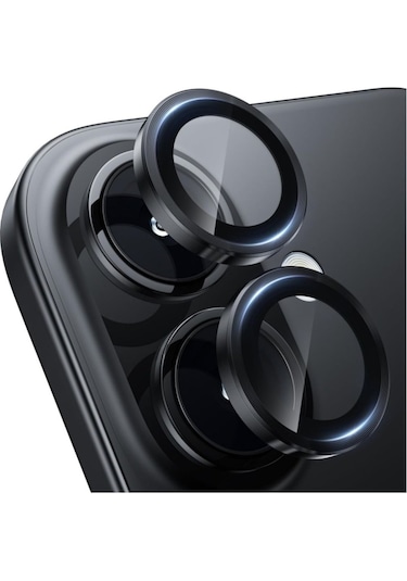 İphone 16 Uyumlu Metal Çerçeveli Temperli Kamera Lens Koruyucu