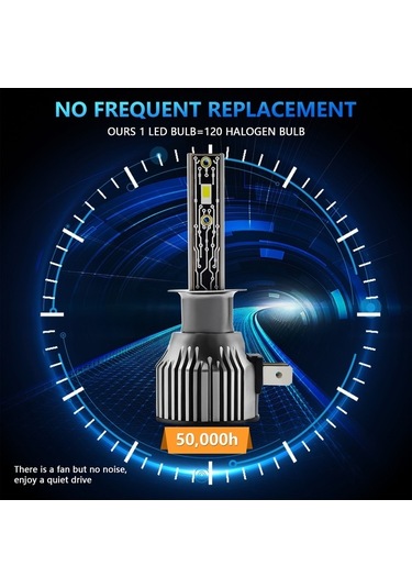 Pazly H1 Ip68 Su Geçirmez Araba Led Far Ampulü Gri, Dayanıklı Ve Parlak
