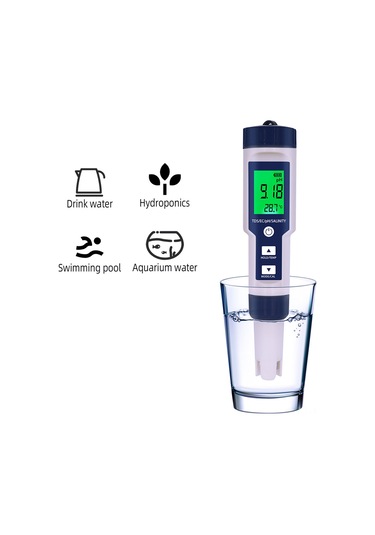 Kosona Su Kalitesi Analizi Cihazı: Ph, Tds, Ec, Tuzluluk Ve Sıcaklık Ölçer - Ip67 Su Geçirmez, Geri Aydınlatmalı Ekran